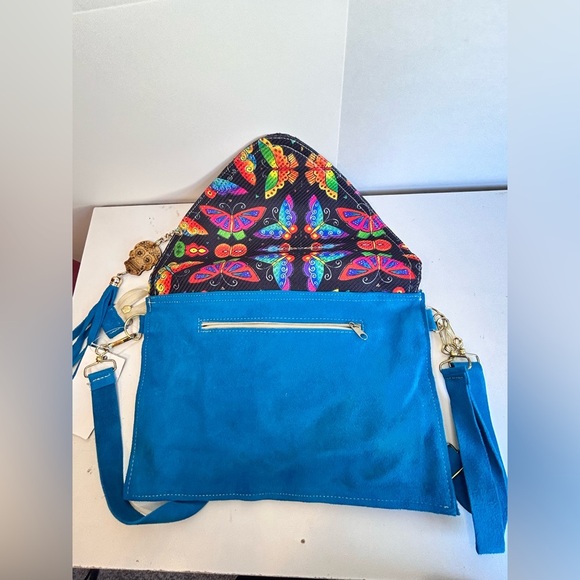 Turquoise color / Handmade Mexican Clutch Bag, Envelope style, crossbody (B) - Picture 5 of 6